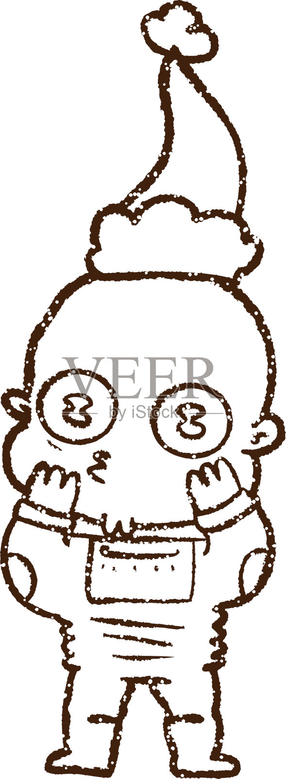 节日外星人炭笔画插画图片素材