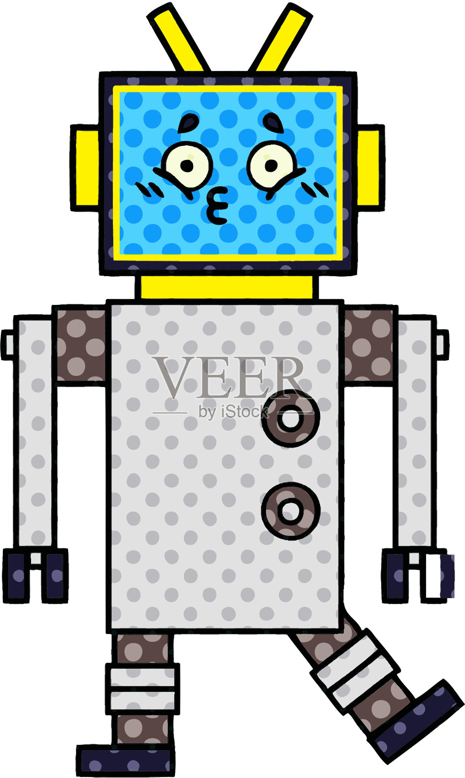 漫画书风格的机器人卡通设计元素图片