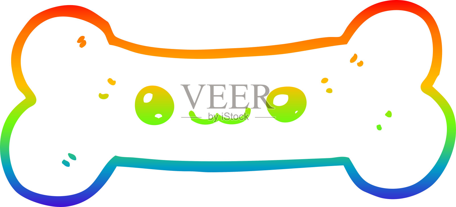 彩虹渐变线绘制的卡通骨头设计元素图片