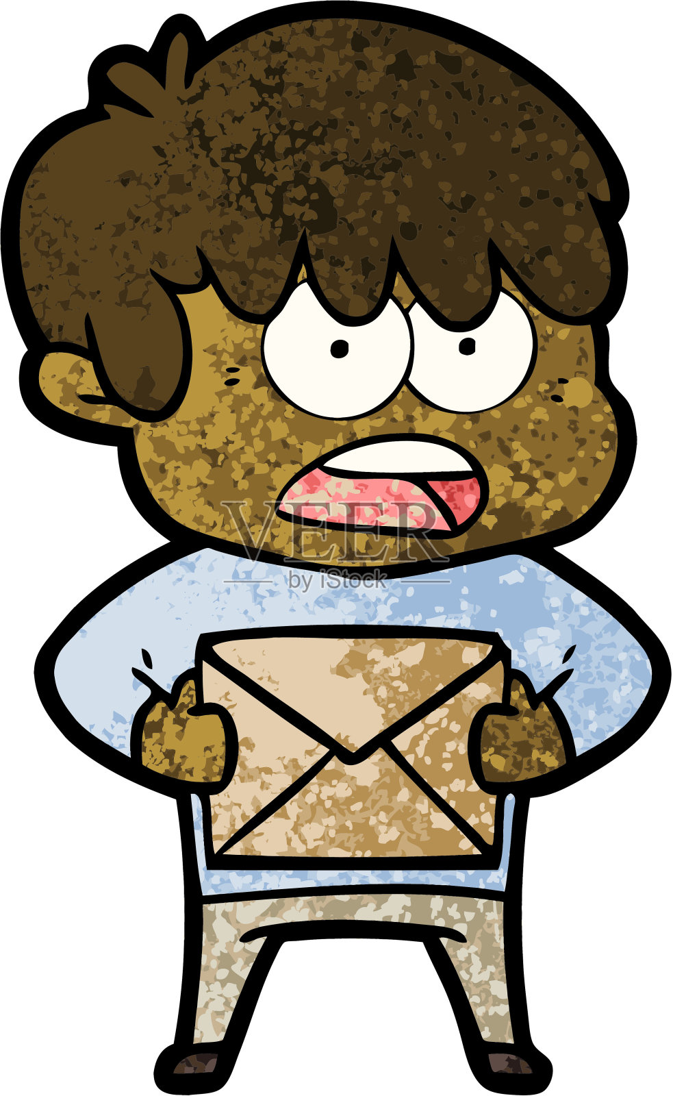 忧心忡忡的卡通男孩设计元素图片