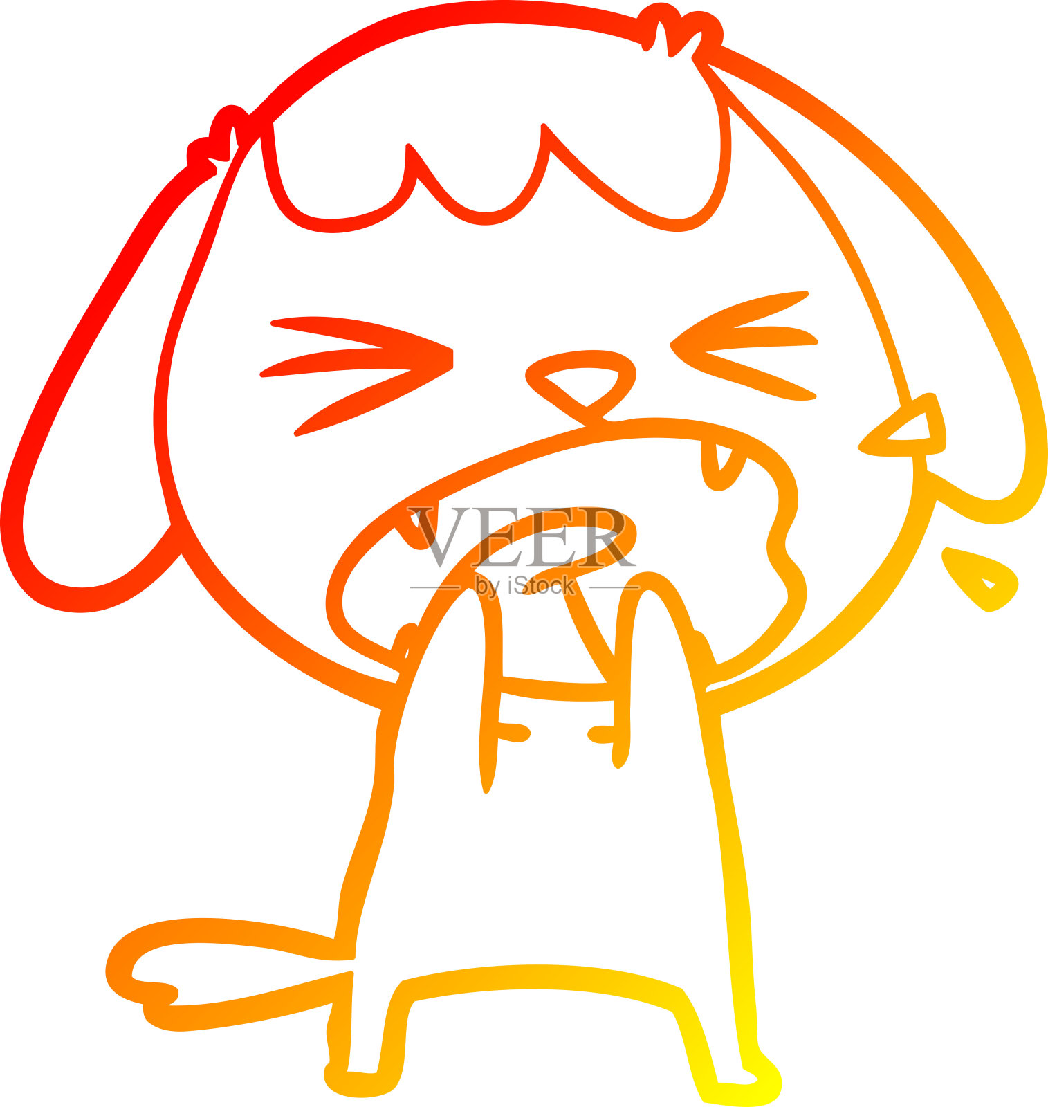 温暖的梯度线画一个可爱的卡通狗叫设计元素图片