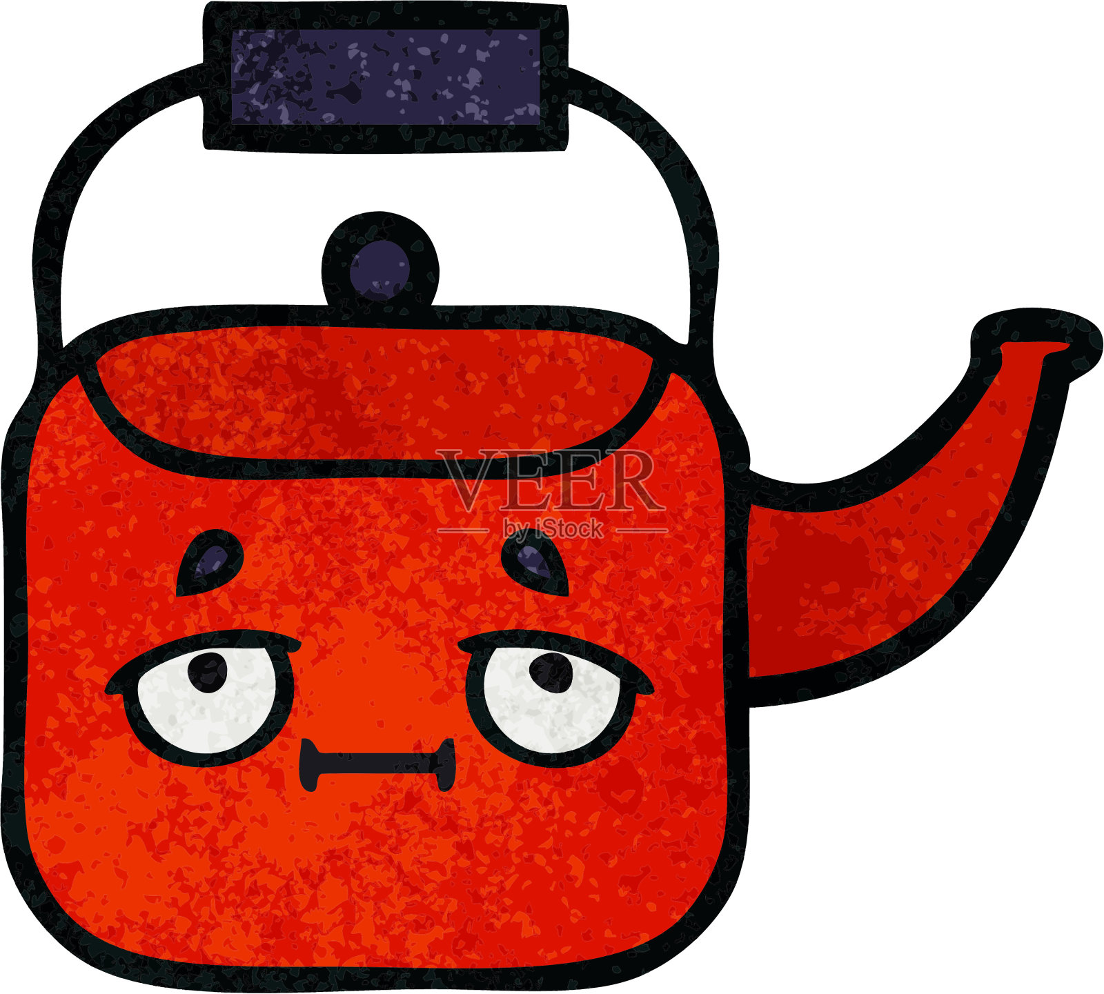 复古的垃圾质感卡通水壶插画图片素材