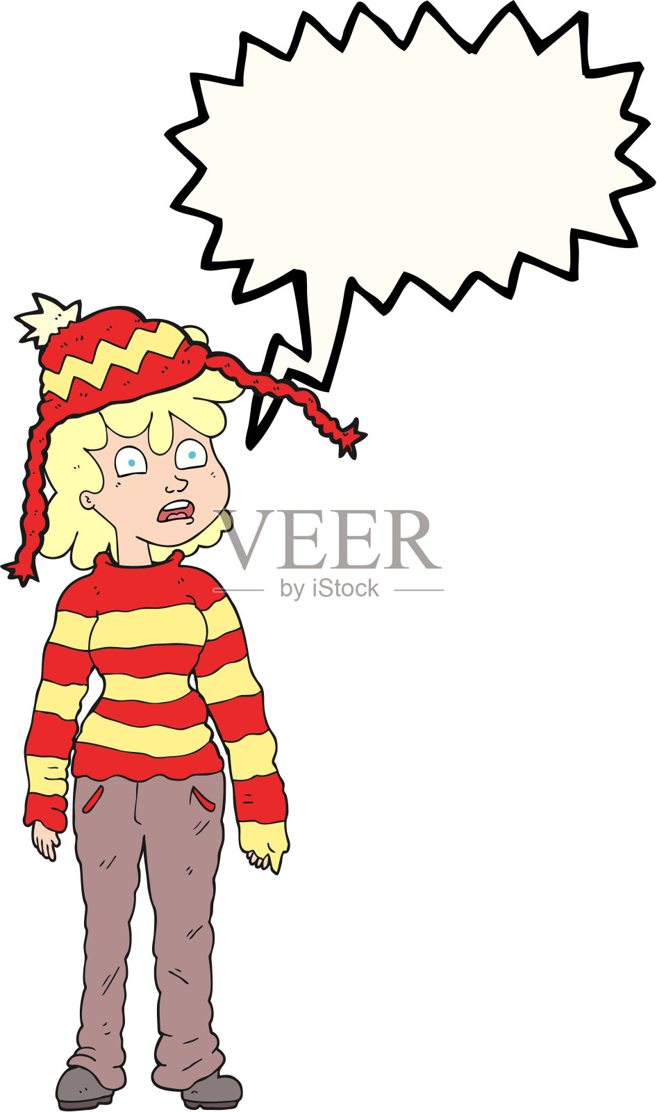 手绘语音泡泡卡通少年设计元素图片