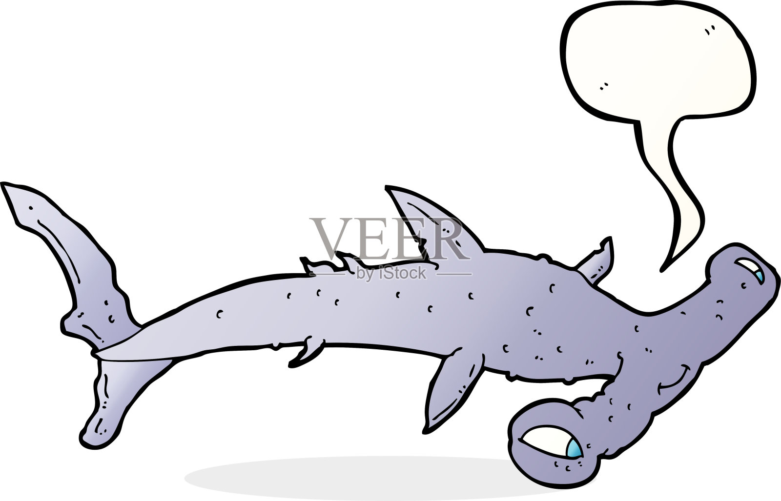 带有语音泡泡的卡通双髻鲨插画图片素材