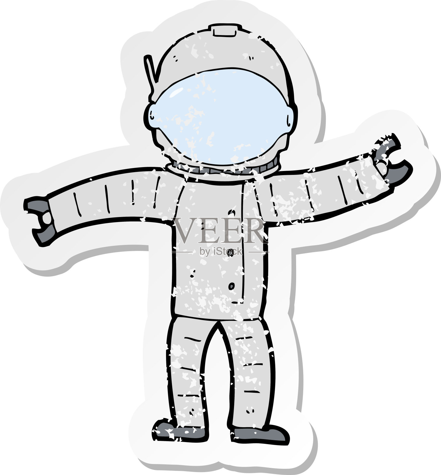 一个卡通宇航员的复古心疼贴纸设计元素图片