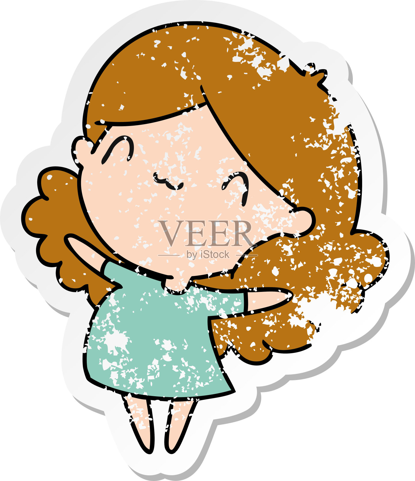 心疼贴纸卡通插图可爱的卡哇伊女孩设计元素图片