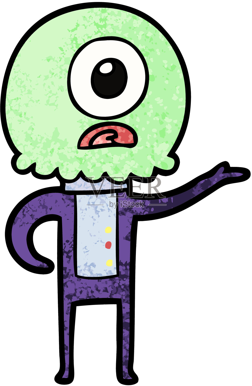 卡通独眼巨人外星太空人解释设计元素图片