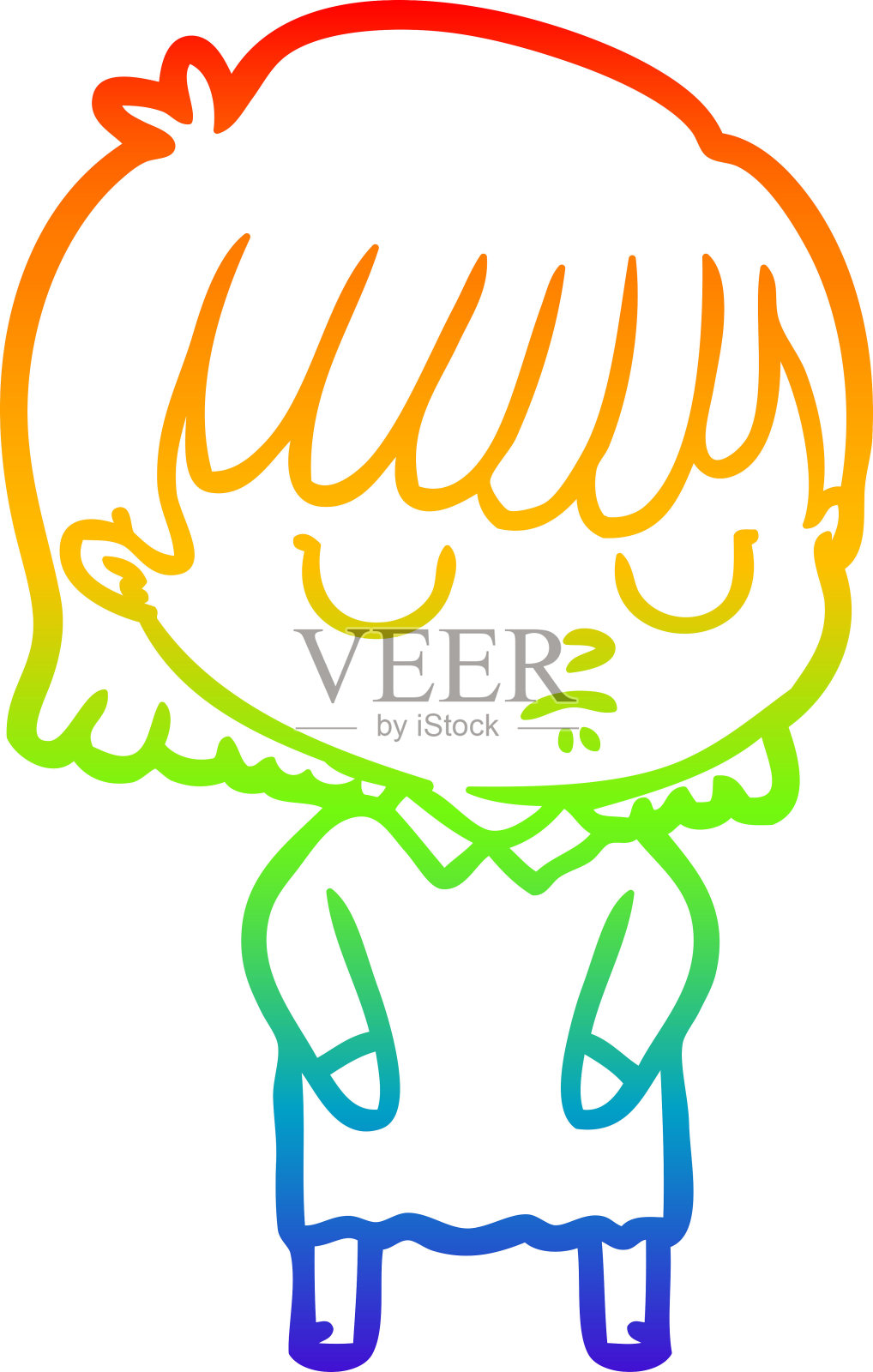 彩虹渐变线画一个卡通女人设计元素图片