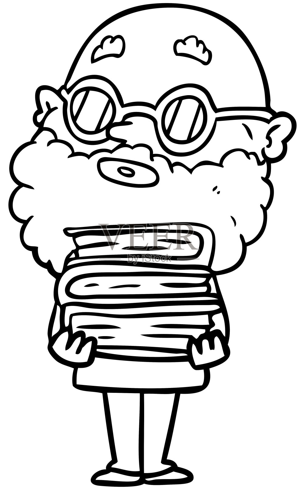 带着胡子和眼镜的卡通好奇男子设计元素图片