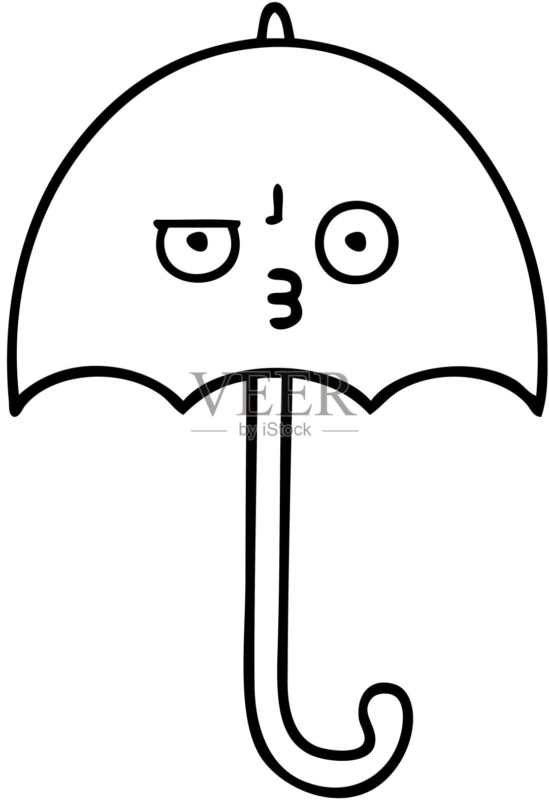 画伞的线条漫画插画图片素材