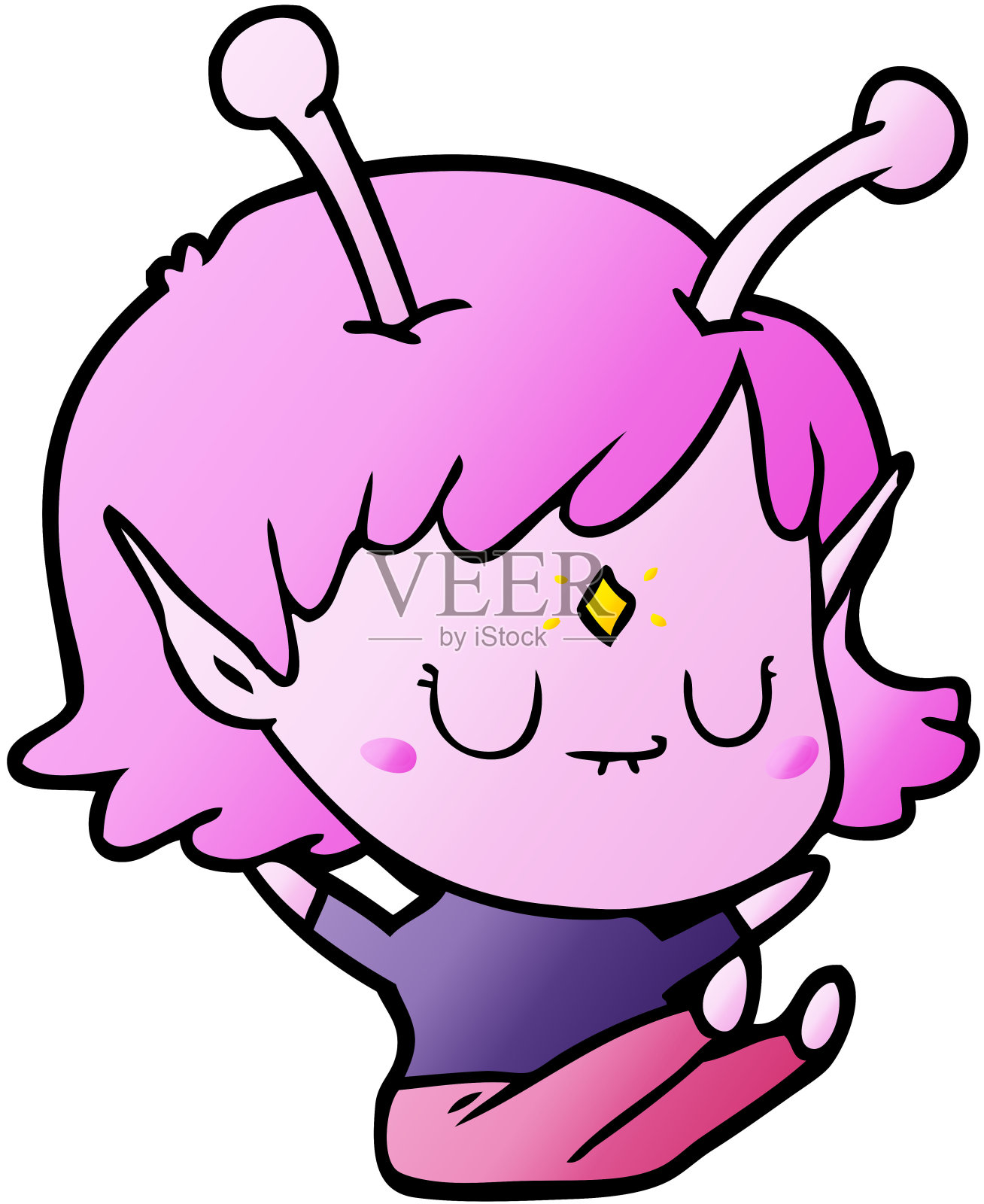 卡通外星人女孩设计元素图片