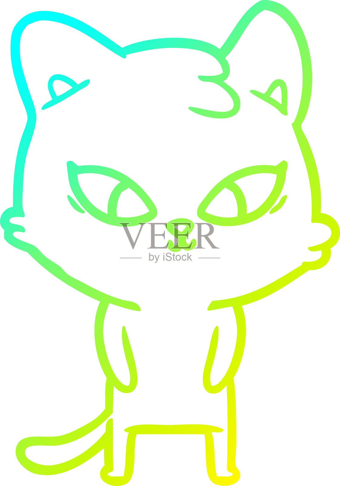 冷梯度线画一个可爱的卡通猫设计元素图片