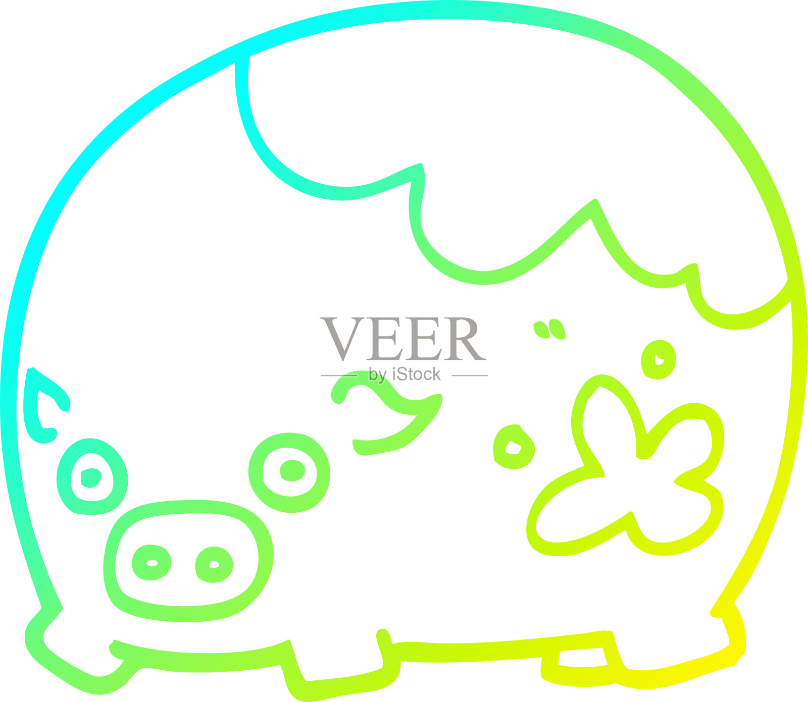 冷梯度线绘制卡通脏猪设计元素图片