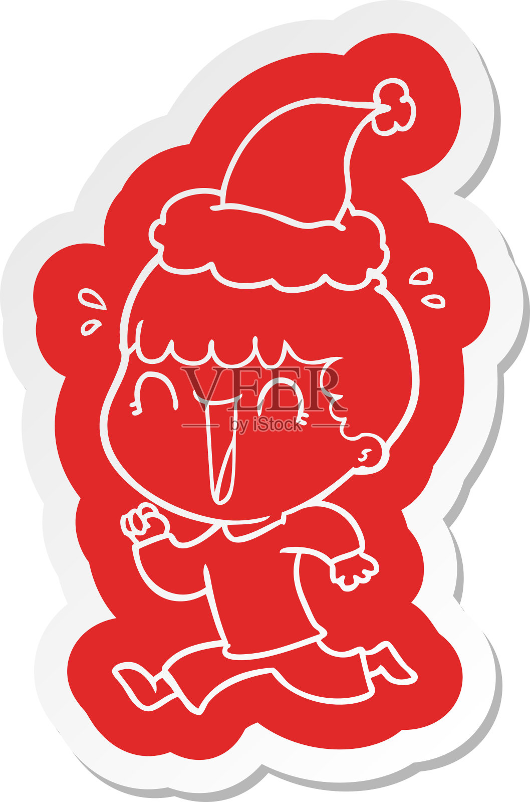 戴圣诞帽男人怪趣笑卡通贴纸设计元素图片