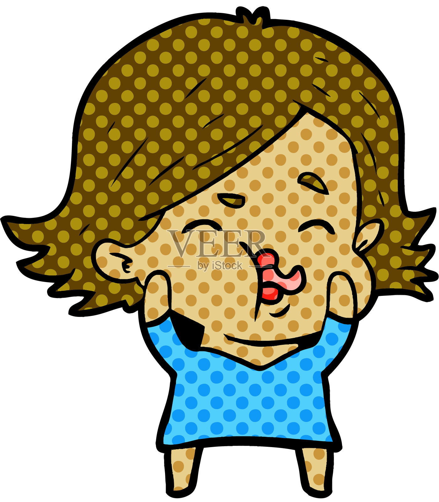 卡通女孩拉脸设计元素图片