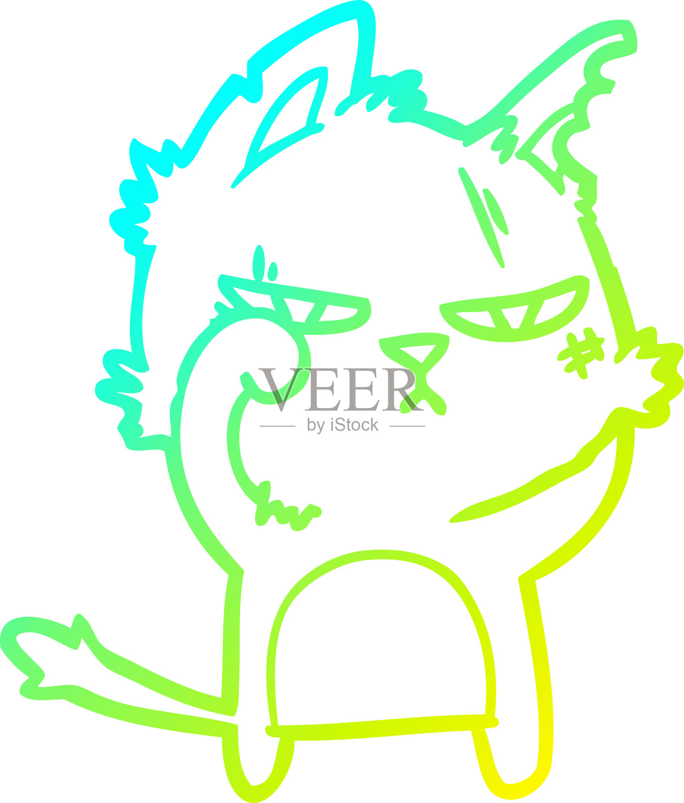 冷梯度线画一个强硬的卡通猫设计元素图片