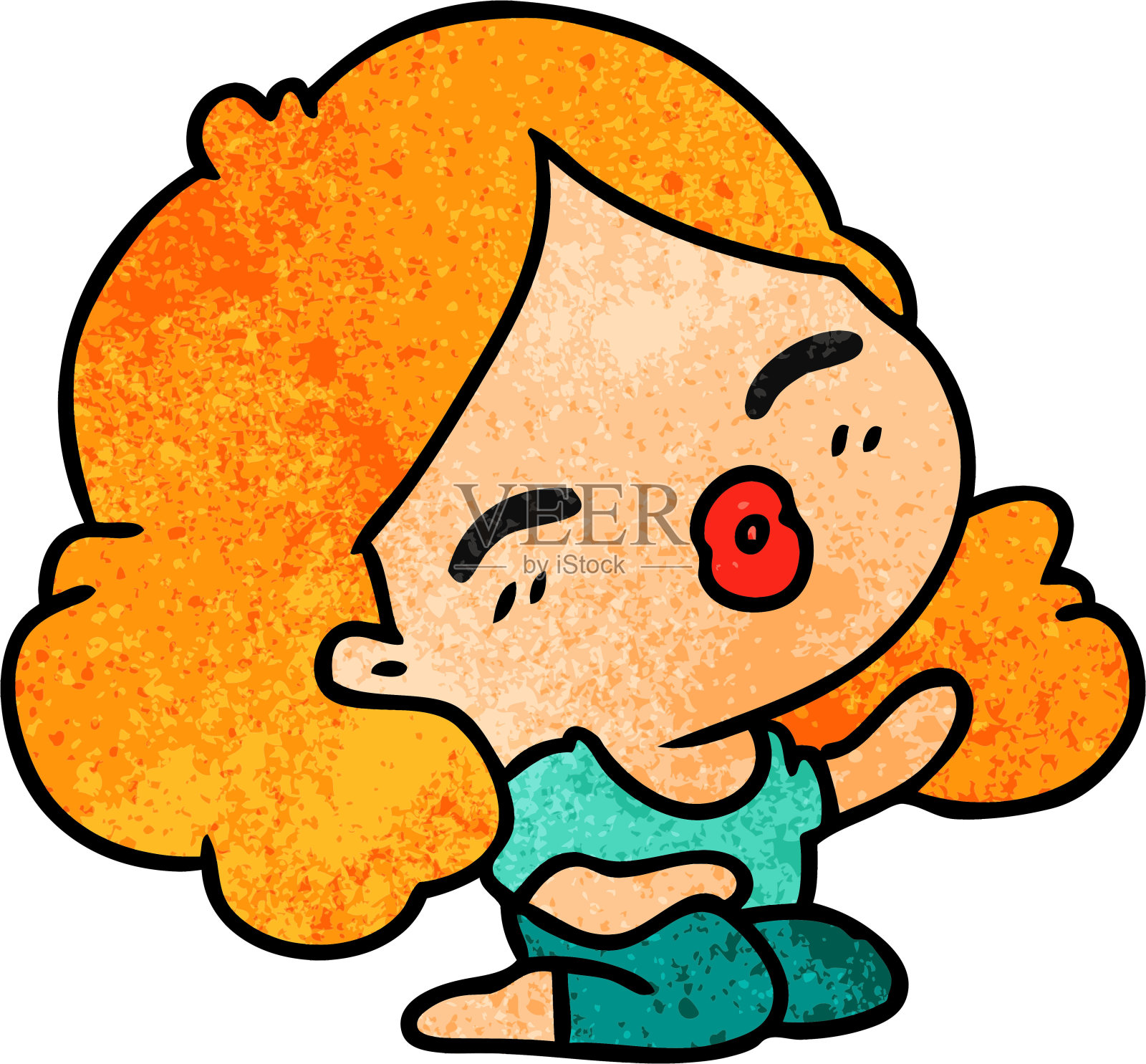 手绘的可爱的卡哇伊女孩的纹理卡通设计元素图片