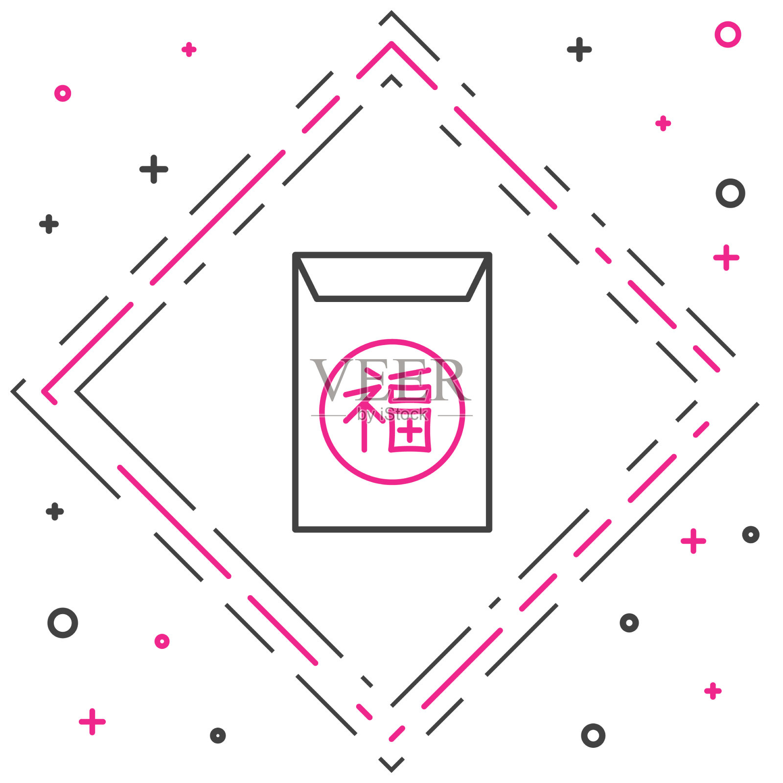 线中国新年图标孤立在白色上插画图片素材