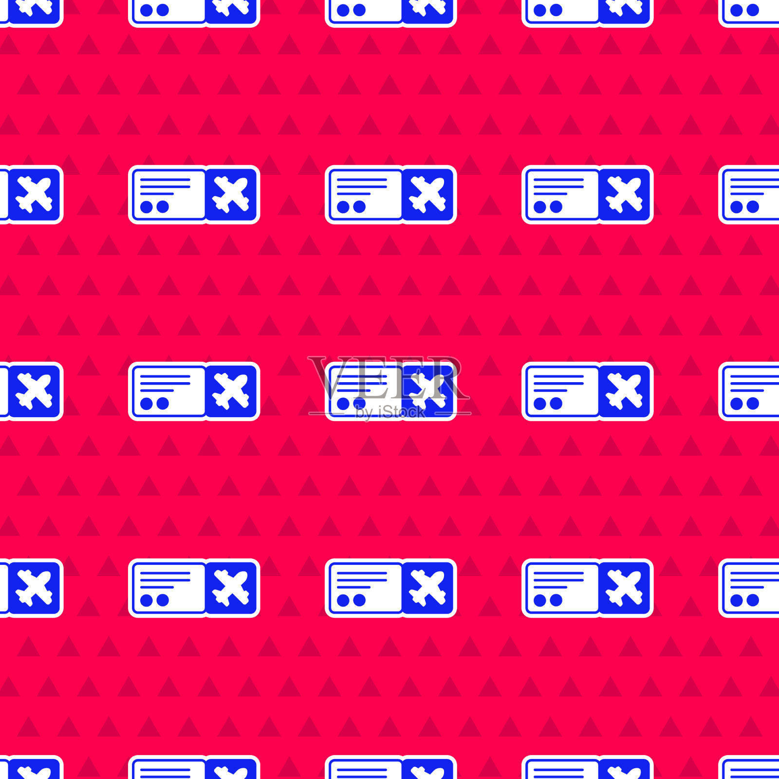 蓝色机票图标隔离无缝模式插画图片素材