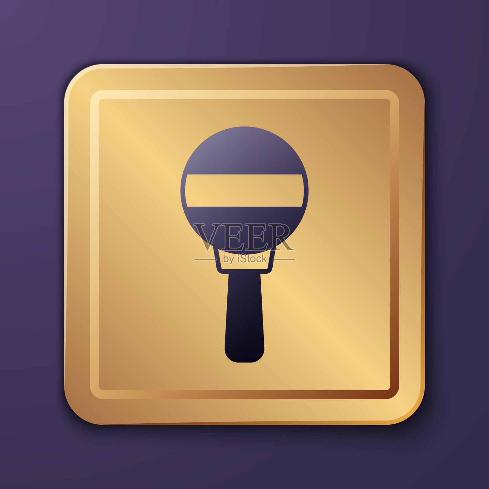 紫色拨浪鼓婴儿玩具图标孤立的紫色插画图片素材