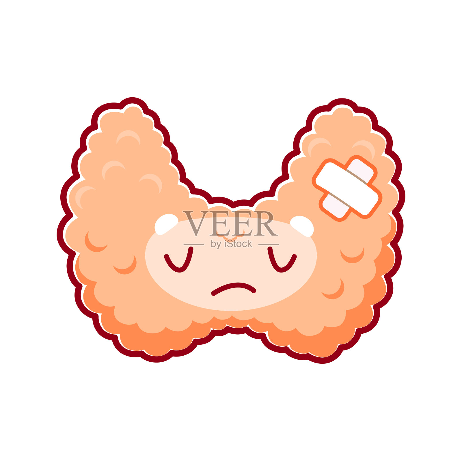 卡通人物生病或受伤的甲状腺器官设计元素图片