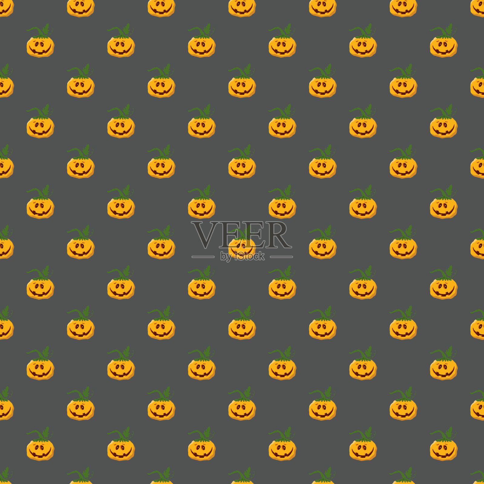 万圣节南瓜无缝图案。可爱的卡通南瓜，节日背景设计，矢量插图插画图片素材