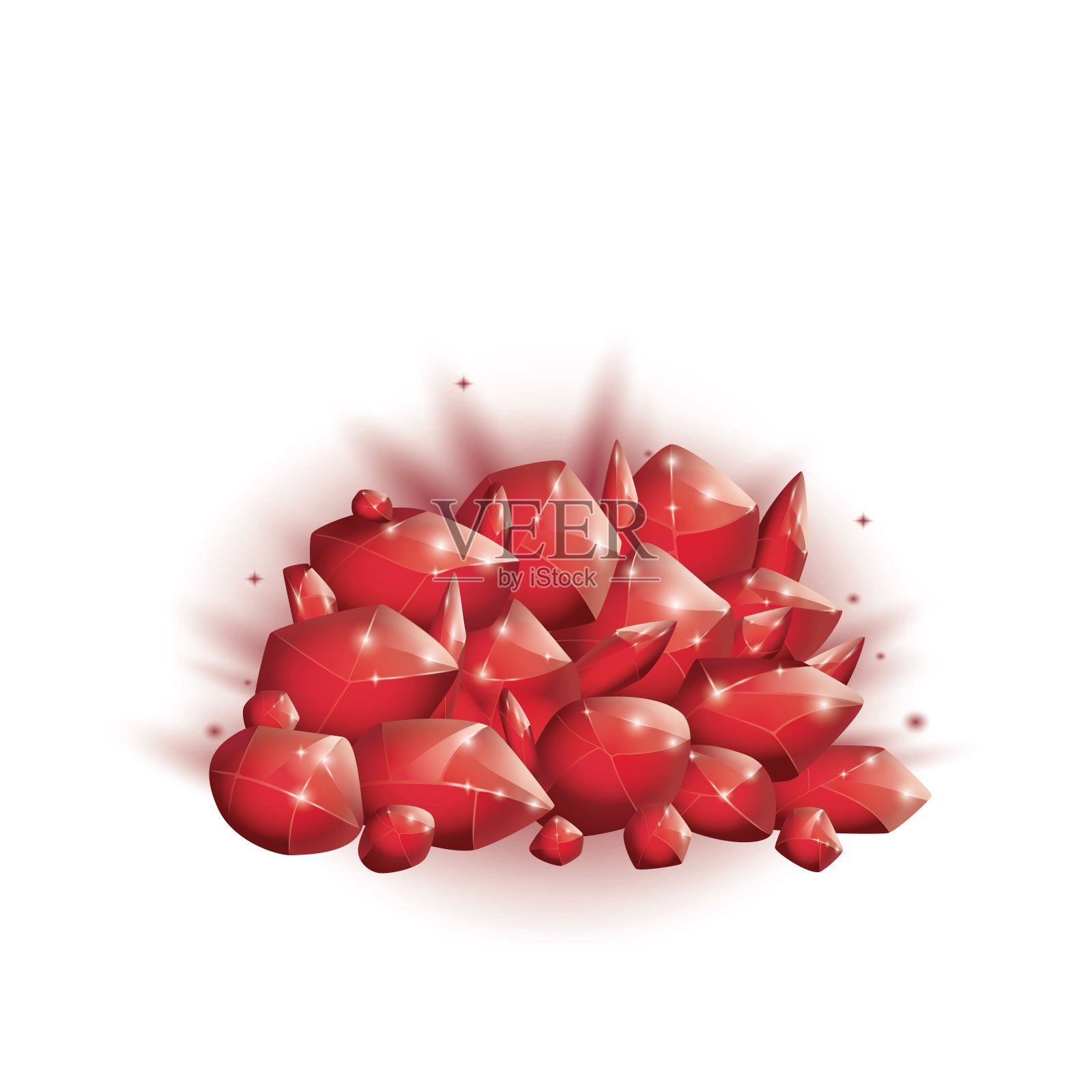 晶体和天然矿物质。卡通魔法宝石。游戏资产。矢量图插画图片素材