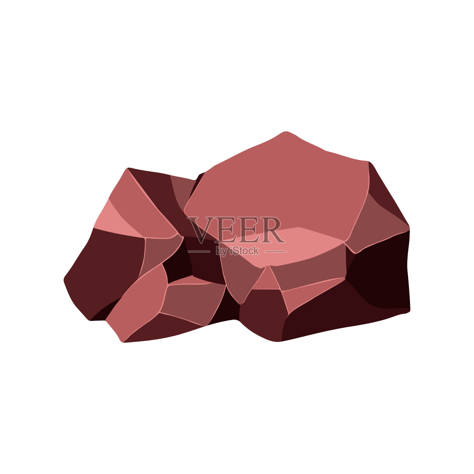 矿石巨石。天然形状的石头。矢量图插画图片素材