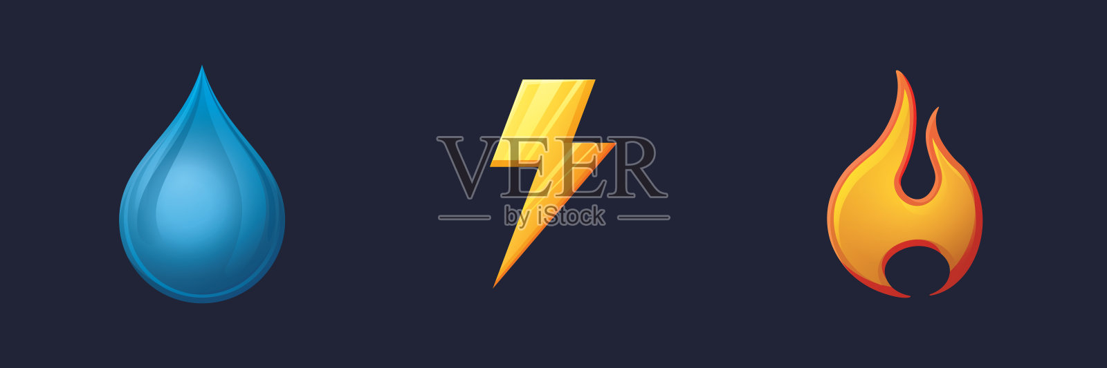 游戏UI资产设置。游戏用户界面自然元素图标集合。矢量图设计元素图片