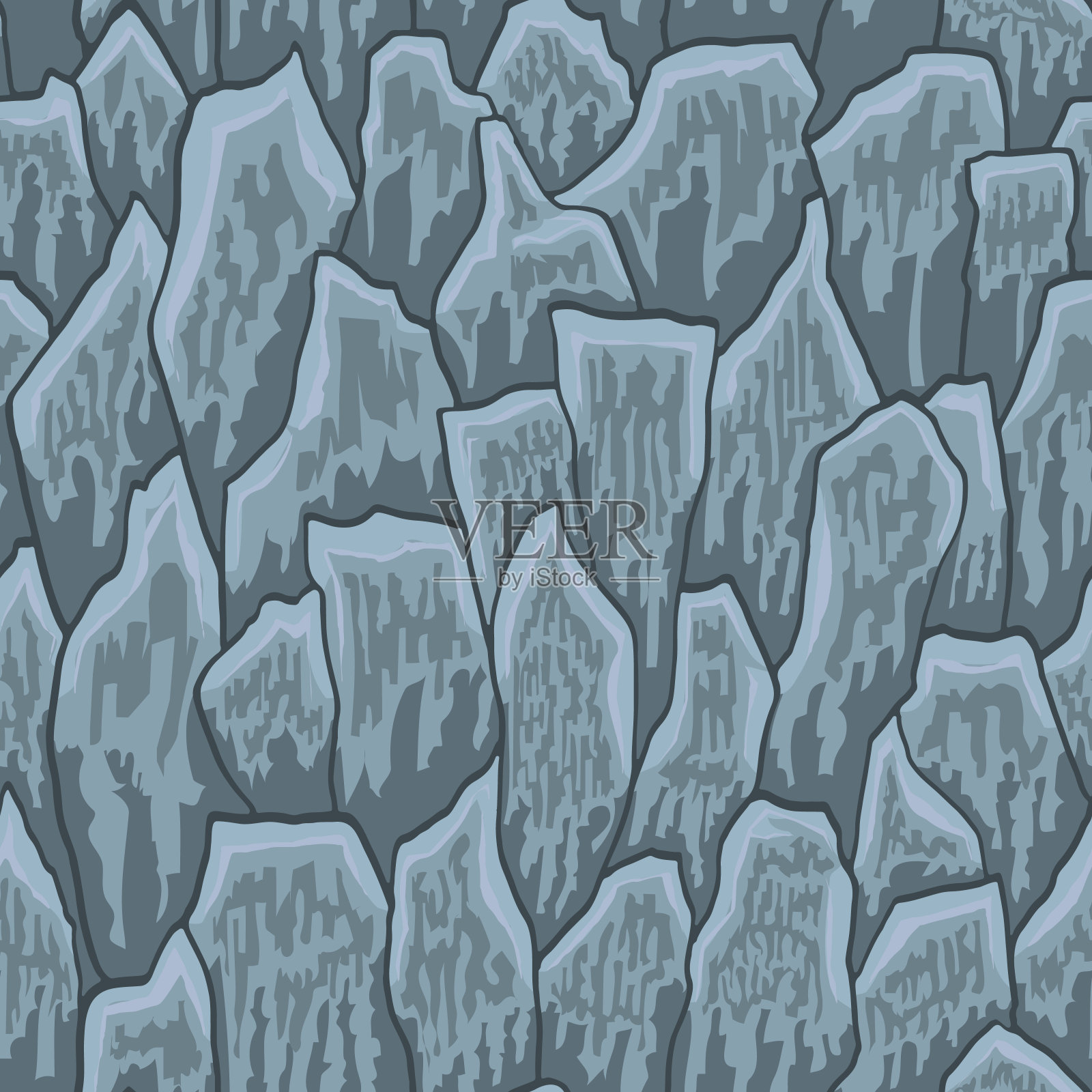 卡通游戏纹理，岩石，泥土和地面表面无缝的图案。游戏资产墙和环境背景插画图片素材