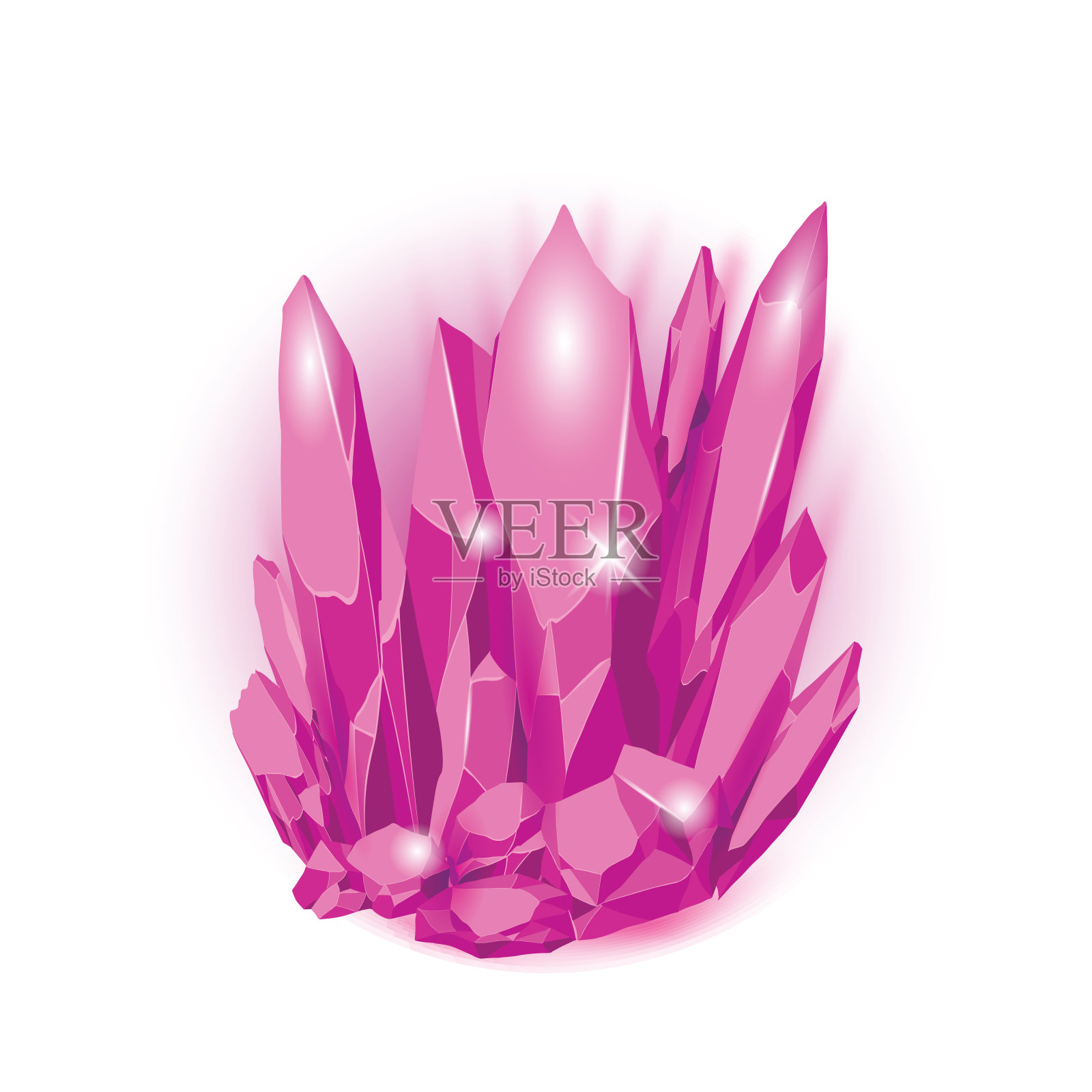 水晶宝石游戏资产收集，卡通魔法宝石和天然矿物，矢量插图插画图片素材