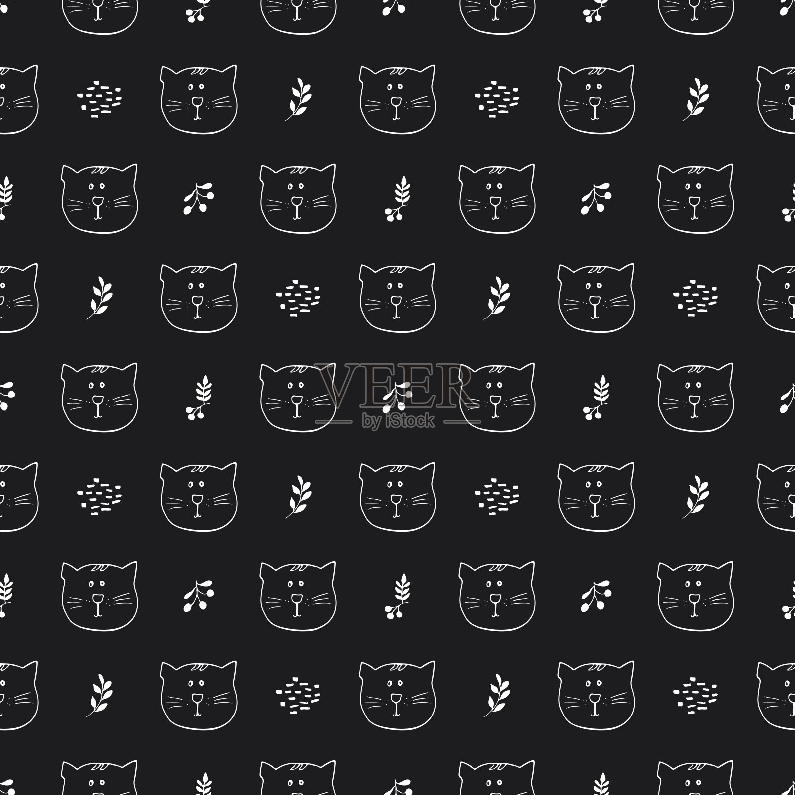 无缝图案。森林背景中的卡通动物。矢量图插画图片素材