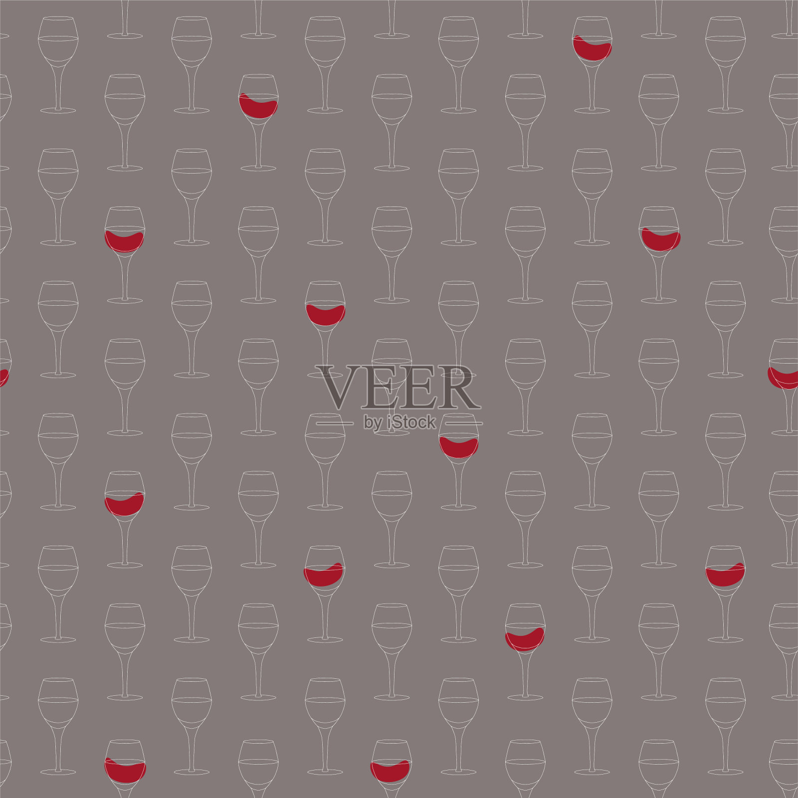 无缝图案与涂鸦酒杯。酒厂无缝模式插画图片素材
