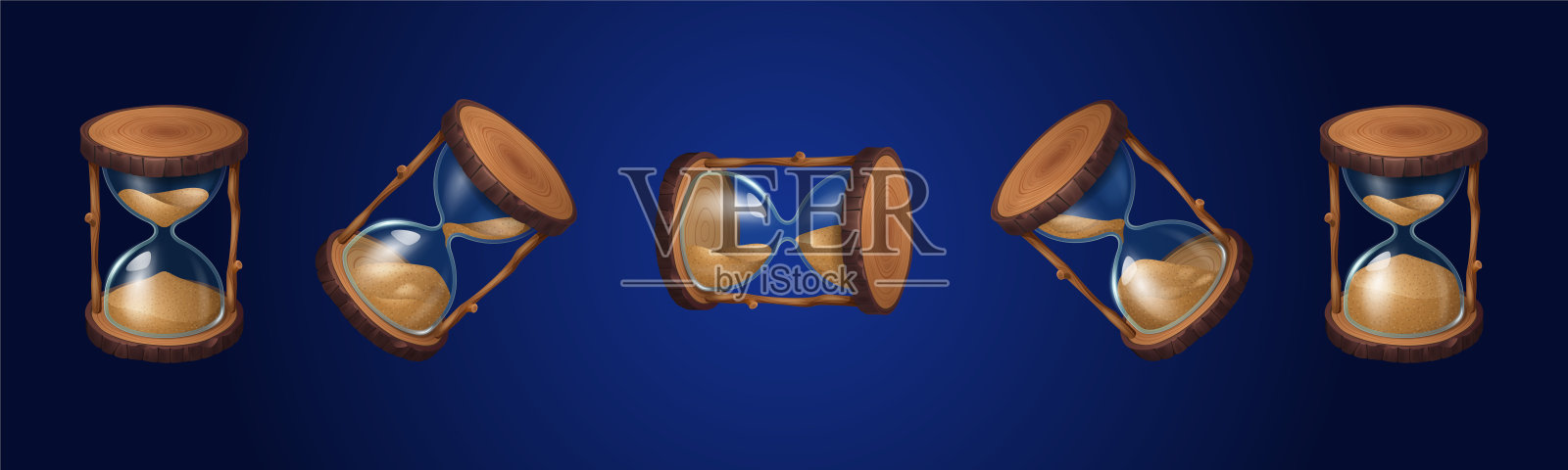 沙漏，里面有木圈和沙子插画图片素材