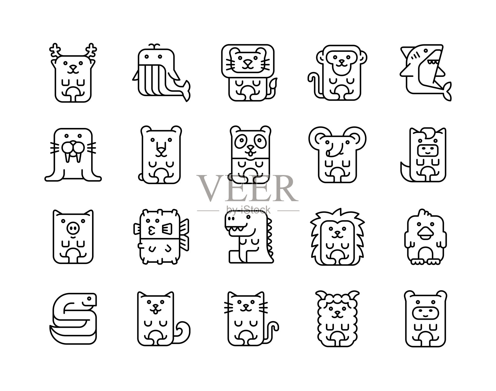 动物标志收藏插画图片素材