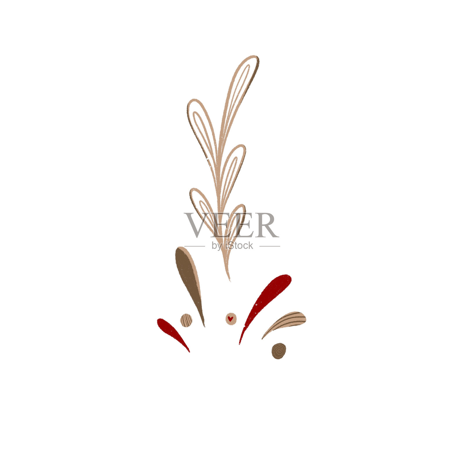 抽象的植物、树枝、花朵、雨滴插画图片素材