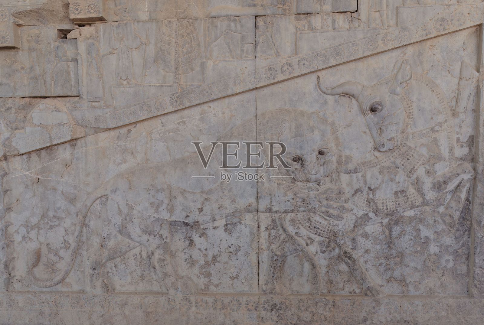 波斯波利斯城堡的建筑细节特写照片摄影图片