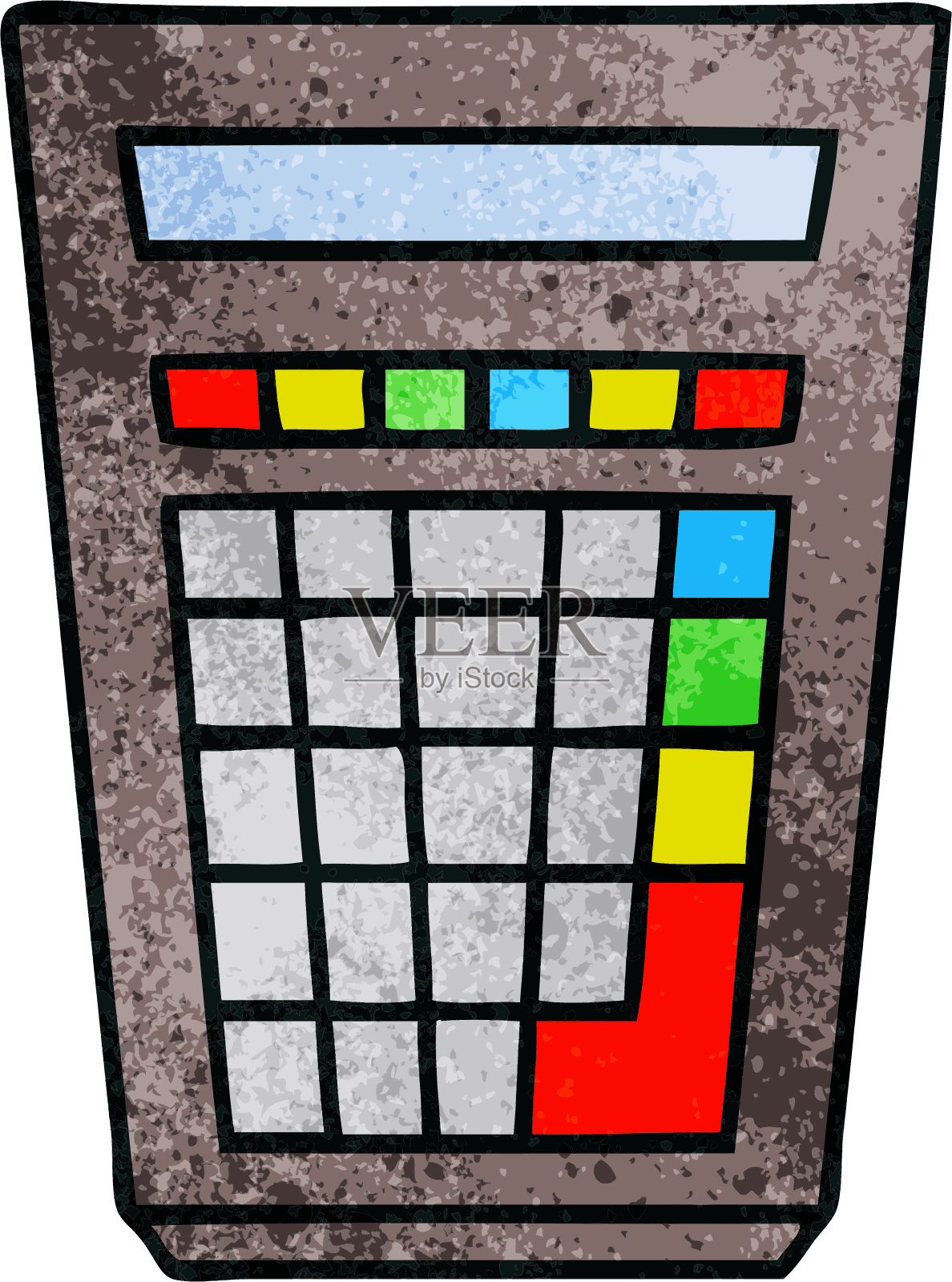 手绘古怪的卡通计算器插画图片素材