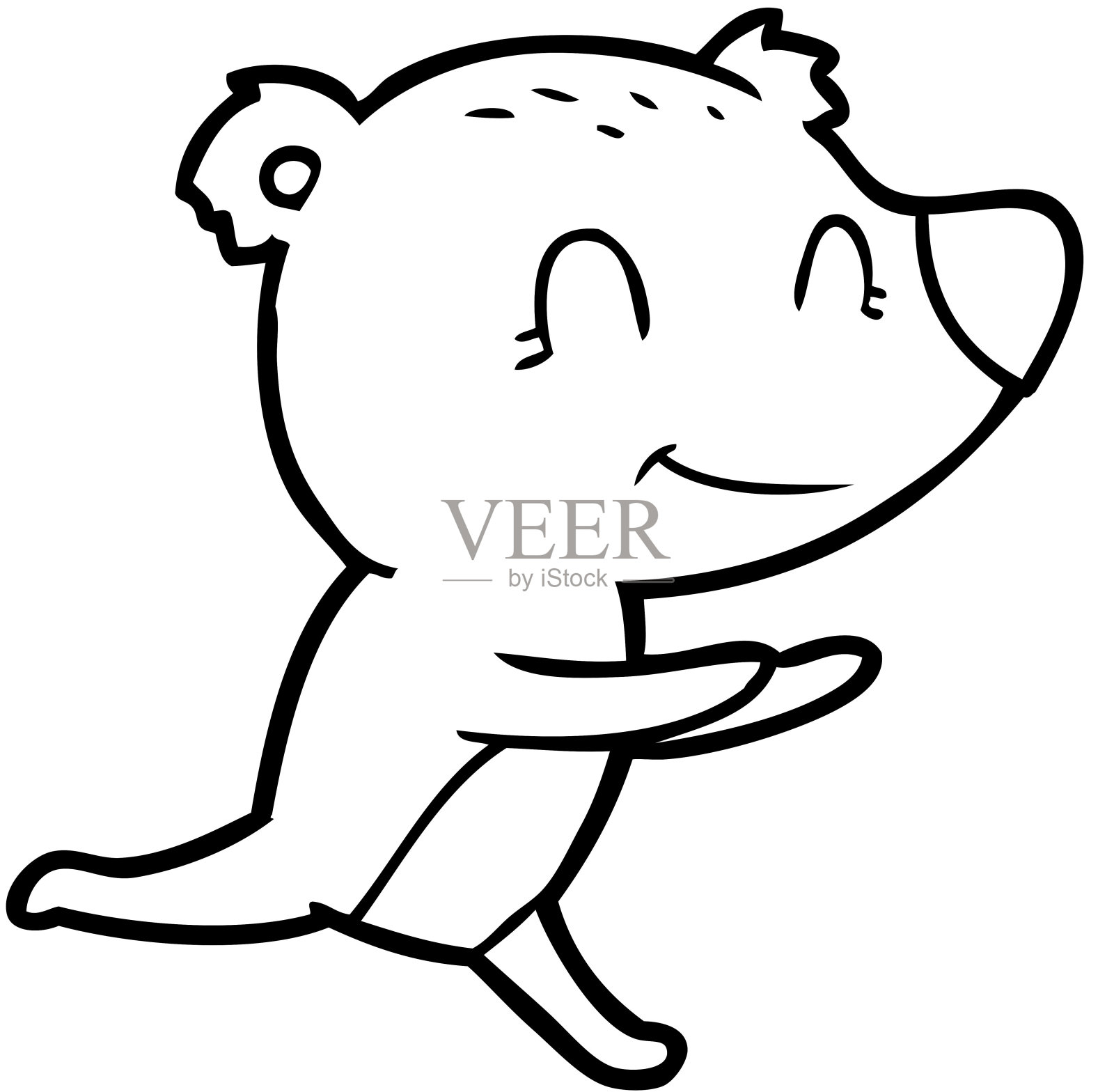 奔跑的北极熊漫画插画图片素材