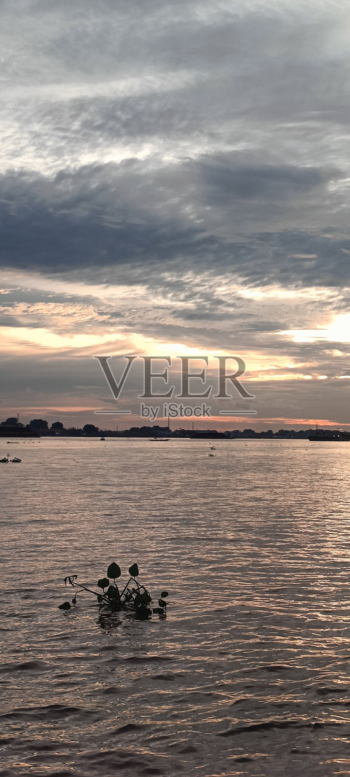 河岸上的日落照片摄影图片