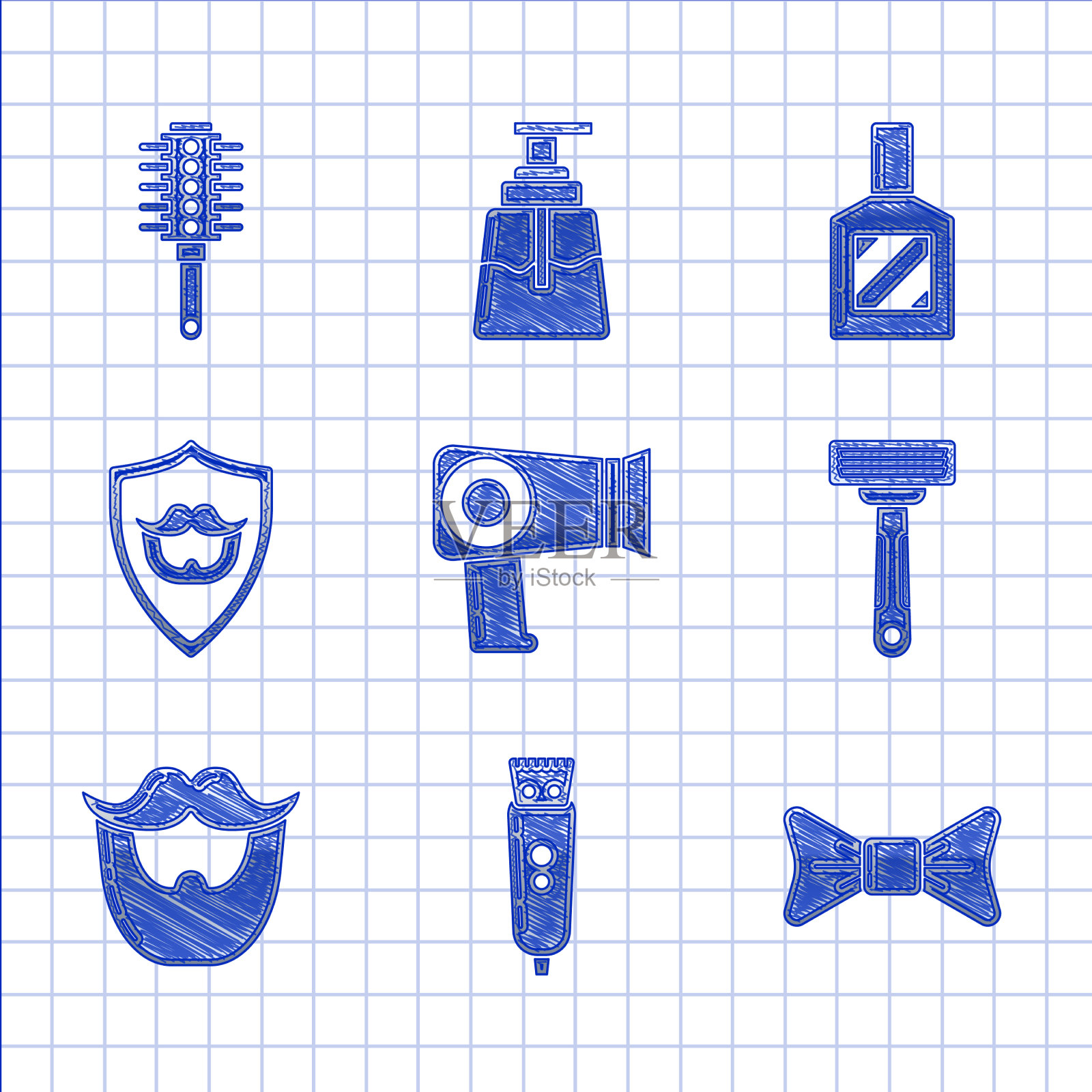 设置电吹风、电剪或剃须刀图标素材