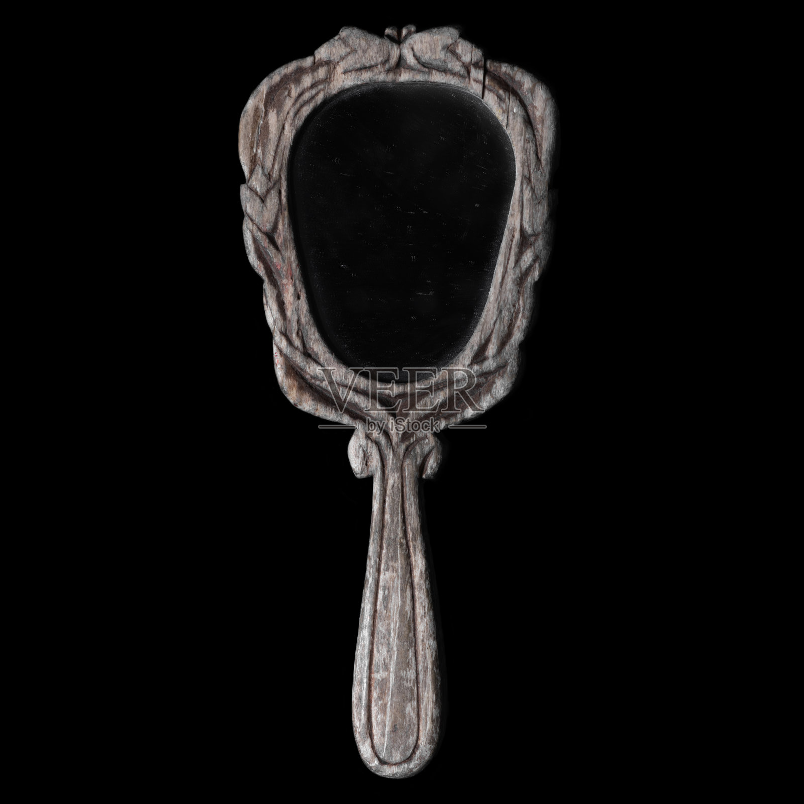 复古复古的手镜孤立的黑色照片摄影图片