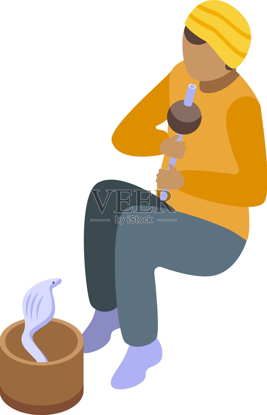 印度耍蛇人图标等距印度插画图片素材