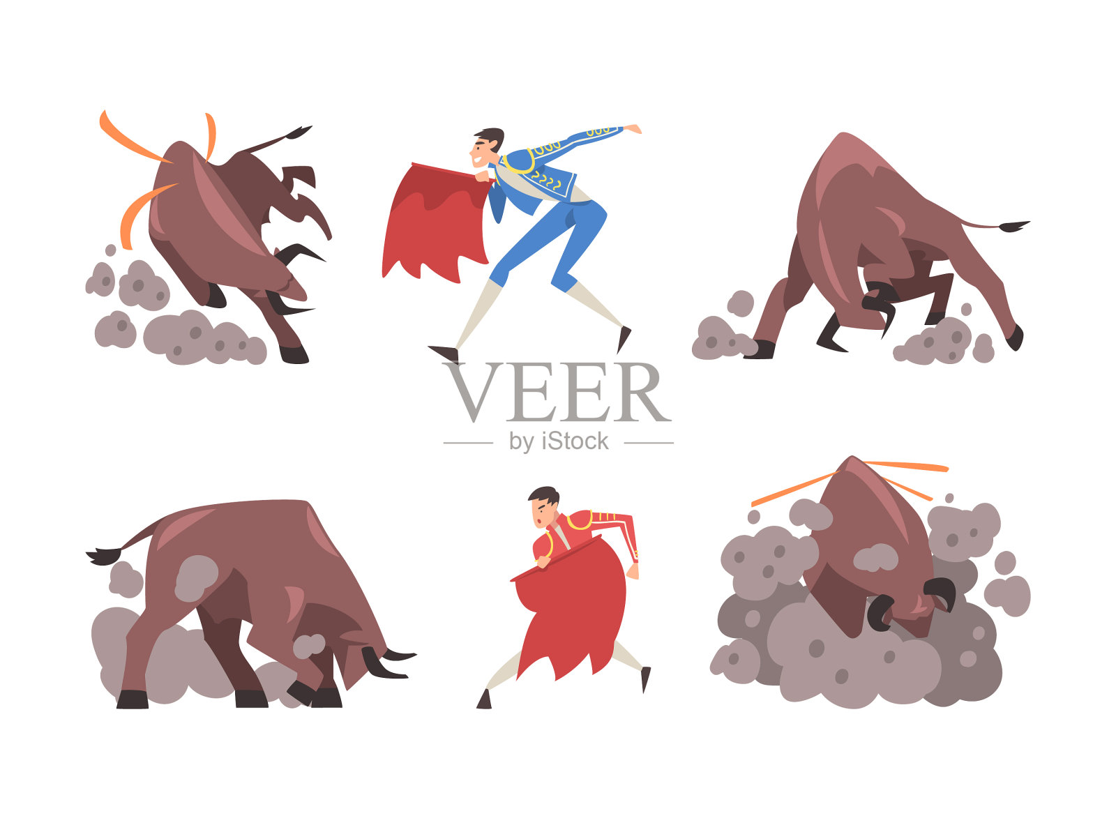 斗牛与斗牛士搏斗与狂怒插画图片素材