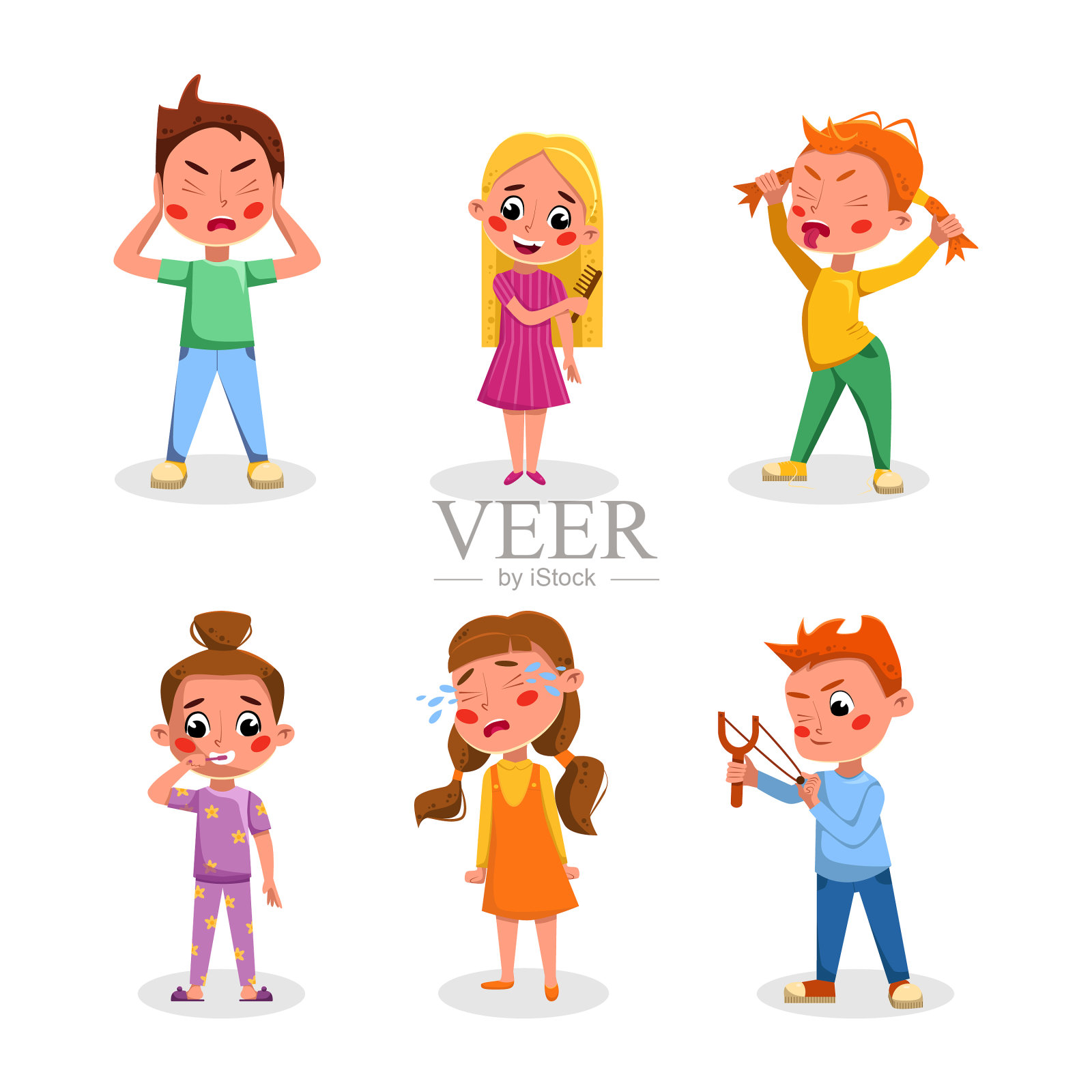 坏孩子和好孩子行为习惯的设定插画图片素材