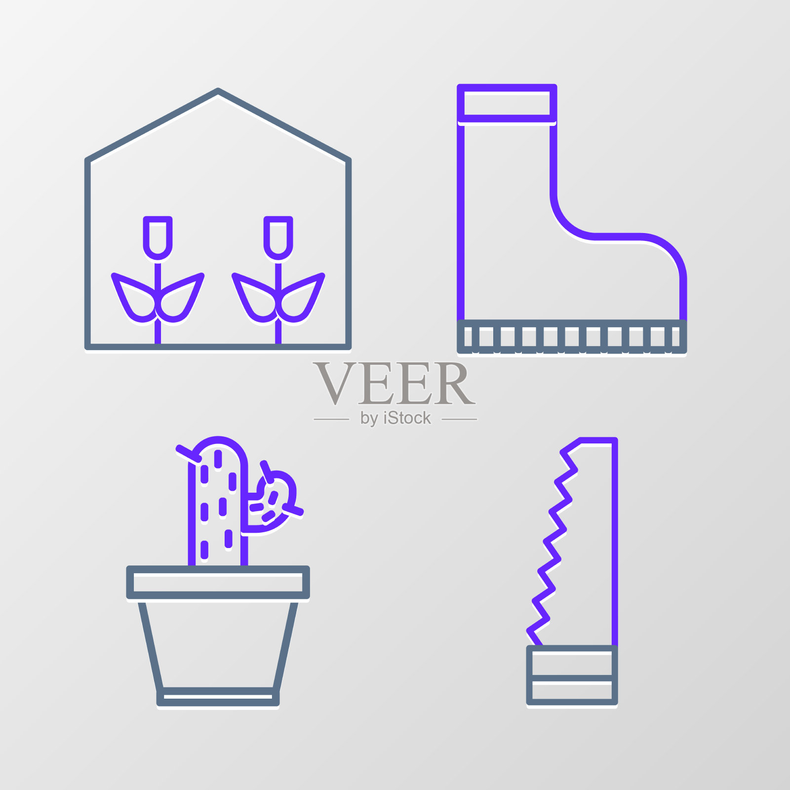 设线花园锯仙人掌和多汁锅图标素材