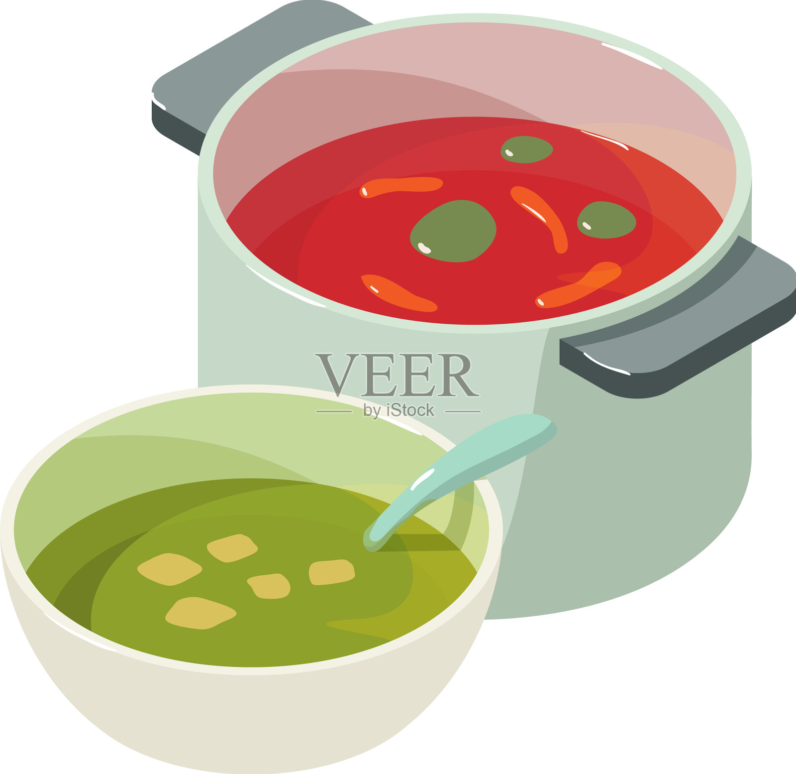 第一道菜图标等距红色蔬菜插画图片素材