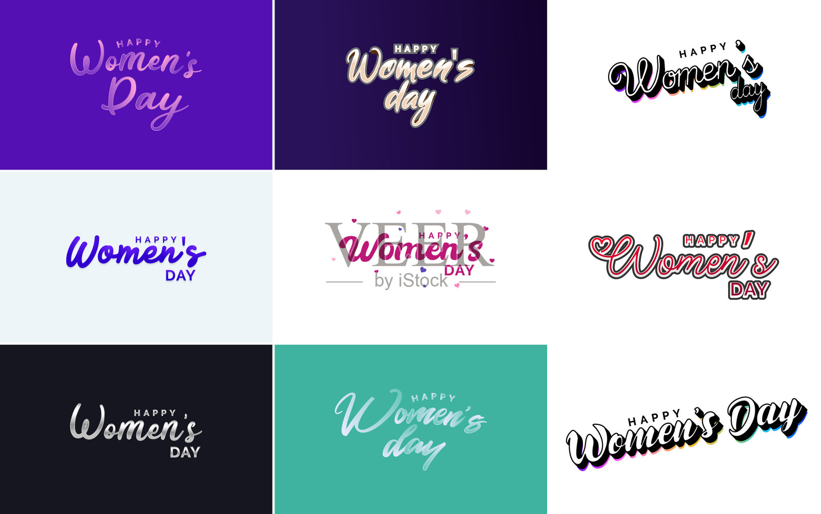 一套印有国际妇女节标志的卡片插画图片素材