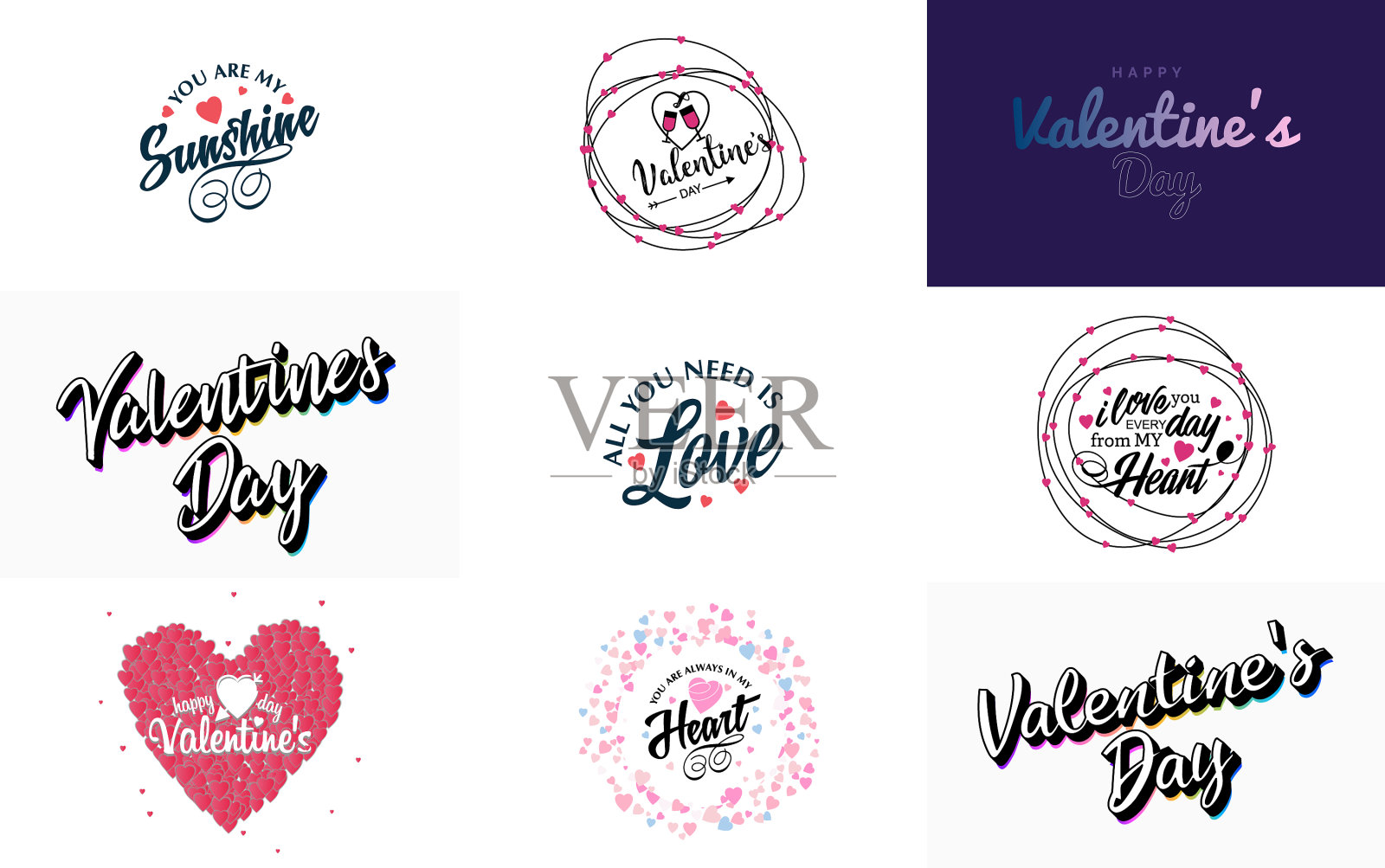 情人节快乐贺卡模板用插画图片素材