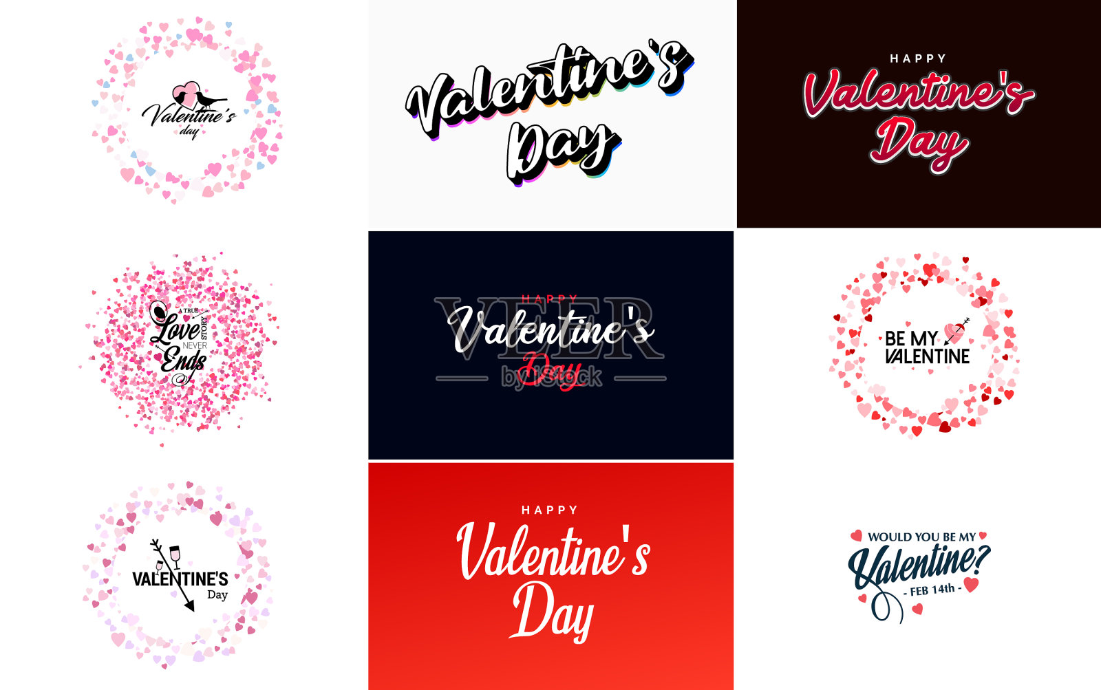 情人节快乐贺卡模板用插画图片素材